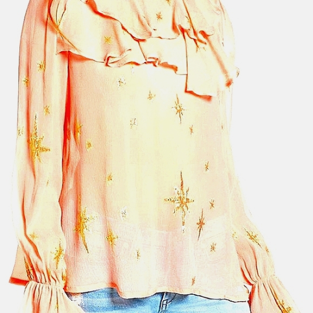 'FOR LOVE & LEMONS' Gilded Star small pale Pink Blouse New!